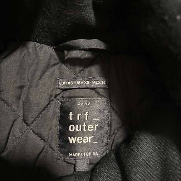 ZARA Trafaluc Outerwear Black Winter Jacket, Adjustable Cinched Waist, Size XS - Picture 3 of 3